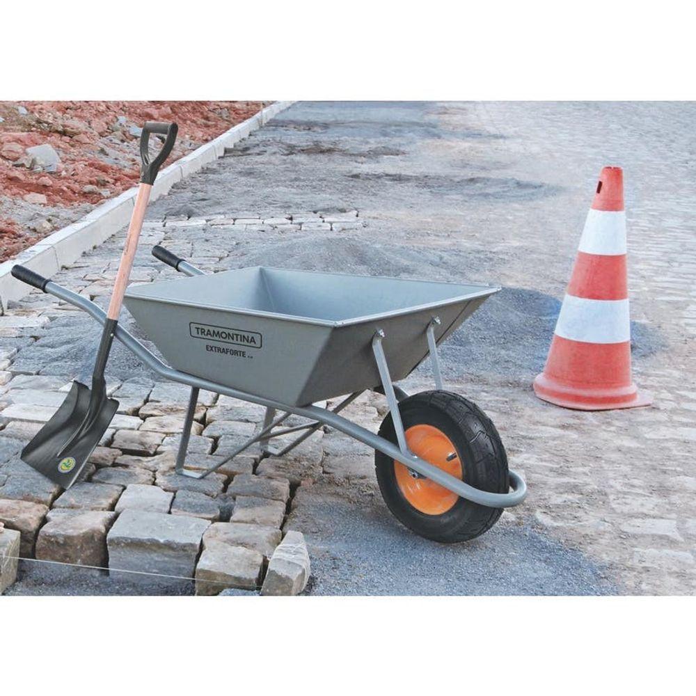 Carrinho De Mão Com Caçamba Extraforte Metálica Cinza 65l Braço Metálico E Pneu Com Câmara - Tramontina - 2