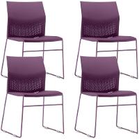Kit 04 Cadeiras Empilhável Fixa Link F02 Base Aço Roxo - Lyam Decor - 1