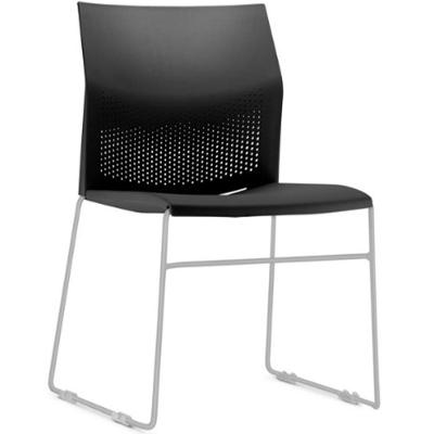 Cadeira Empilhável Fixa Link F02 Base Aço Cinza Preto - Lyam Decor