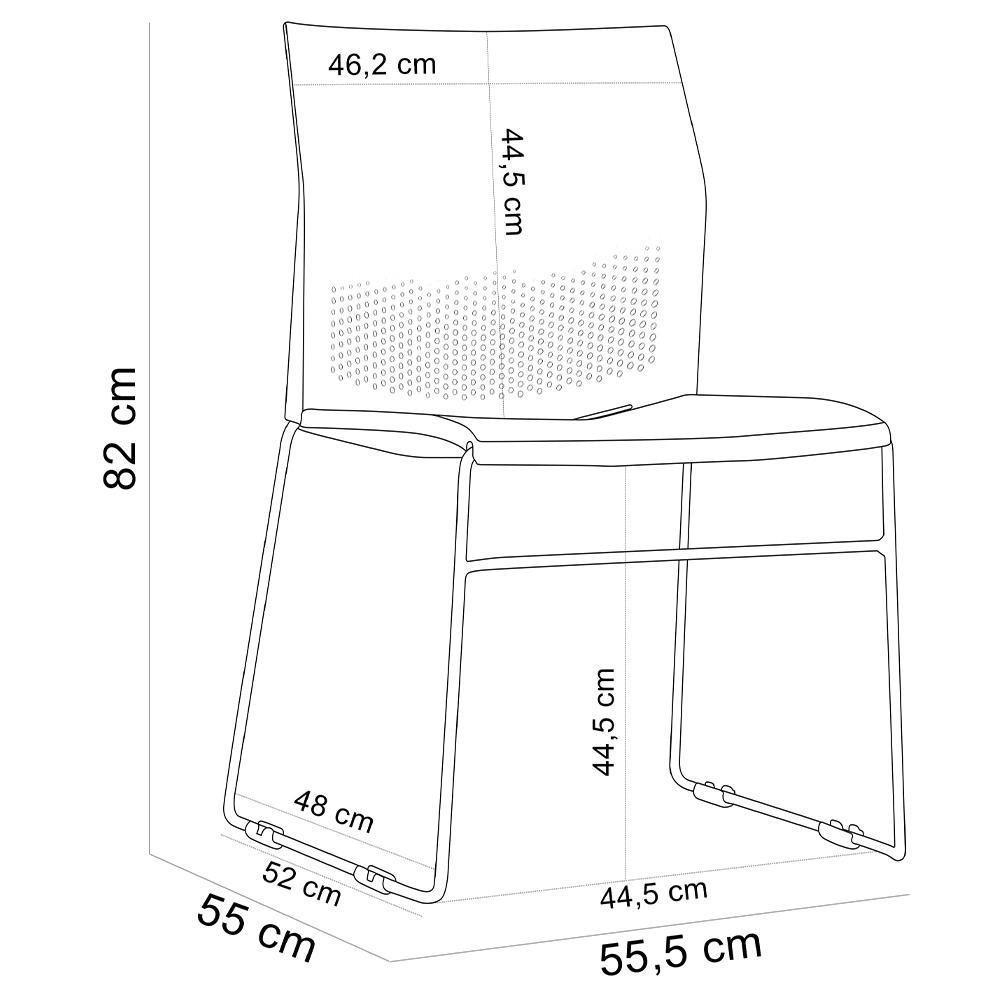 Kit 02 Cadeiras Empilhável Fixa Link F02 Base Aço Preta Verde - Lyam Decor - 2