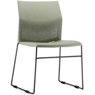 Cadeira Empilhável Fixa Link F02 Base Aço Preta Verde - Lyam Decor
