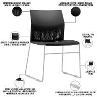 Kit 02 Cadeiras Empilhável Fixa Link F02 Base Aço Cinza Preto - Lyam Decor - 2