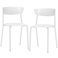 Kit 02 Cadeiras Empilhável Fixa Atom F02 Base Aço Branco - Lyam Decor - 1