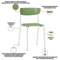 Kit 02 Cadeiras Empilhável Fixa Atom F02 Base Aço Branco Verde - Lyam Decor - 3