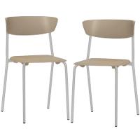 Kit 02 Cadeiras Empilhável Fixa Atom F02 Base Aço Cinza Nude - Lyam Decor - 1