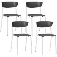 Kit 04 Cadeiras Empilhável Fixa Atom F02 Base Aço Branco Preto - Lyam Decor - 1