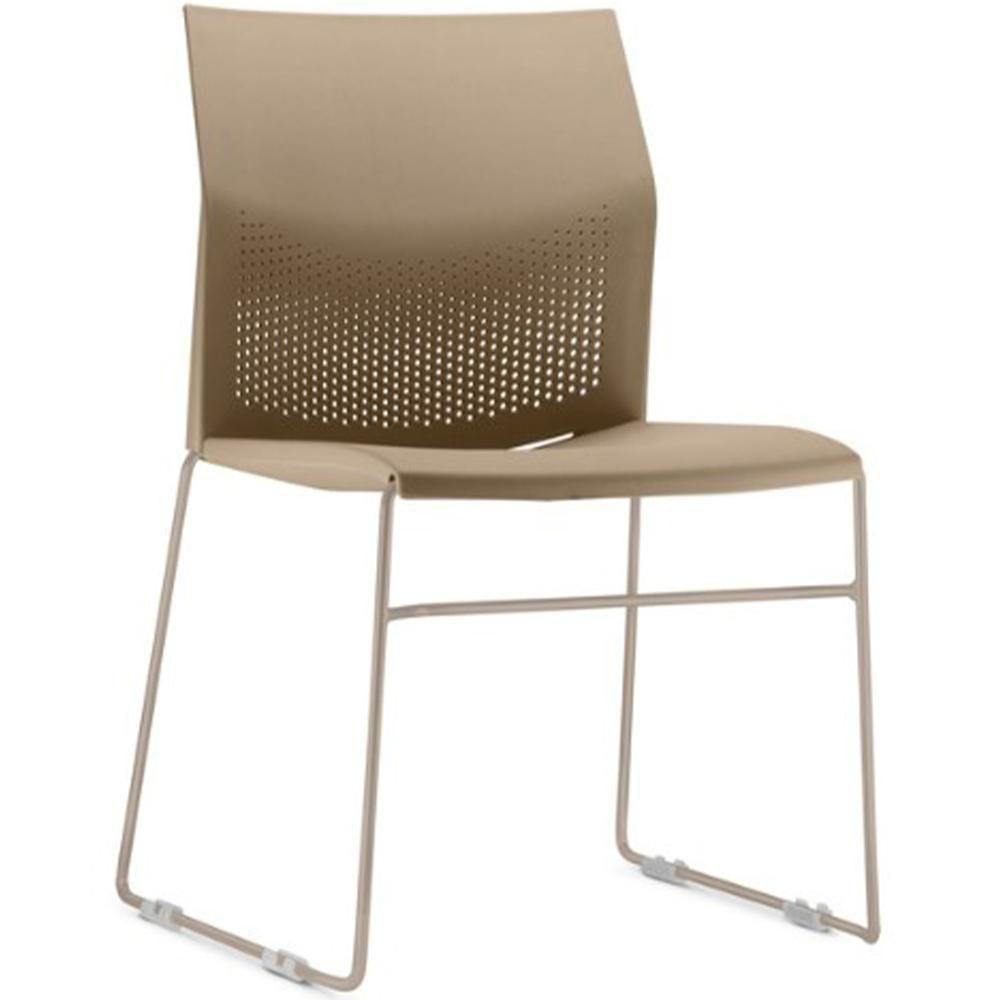 Cadeira Empilhável Fixa Link F02 Base Aço Nude - Lyam Decor - 1