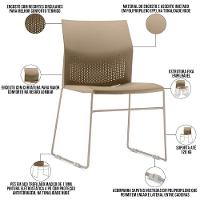 Cadeira Empilhável Fixa Link F02 Base Aço Nude - Lyam Decor - 3