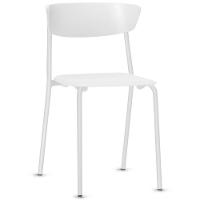 Cadeira Empilhável Fixa Atom F02 Base Aço Branco - Lyam Decor - 1