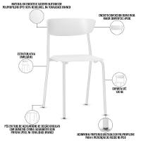 Cadeira Empilhável Fixa Atom F02 Base Aço Branco - Lyam Decor - 3