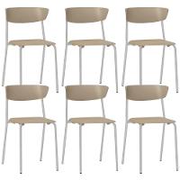 Kit 06 Cadeiras Empilhável Fixa Atom F02 Base Aço Cinza Nude - Lyam Decor - 1