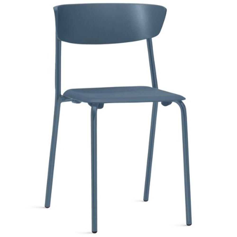 Cadeira Empilhável Fixa Atom F02 Base Aço Azul - Lyam Decor - 1