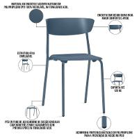 Cadeira Empilhável Fixa Atom F02 Base Aço Azul - Lyam Decor - 3