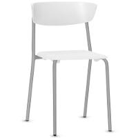 Cadeira Empilhável Fixa Atom F02 Base Aço Cinza Branco - Lyam Decor - 1