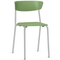 Cadeira Empilhável Fixa Atom F02 Base Aço Cinza Verde - Lyam Decor - 1