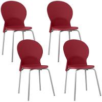 Kit 04 Cadeiras Para Sala De Jantar Cozinha Mond F02 Base Aço Cinza Vermelho - Lyam Decor - 1