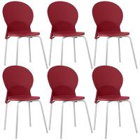 Kit 06 Cadeiras Para Sala De Jantar Cozinha Mond F02 Base Aço Branco Vermelho - Lyam Decor - 1