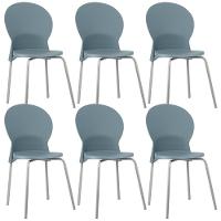 Kit 06 Cadeiras Para Sala De Jantar Cozinha Mond F02 Base Aço Cinza Azul - Lyam Decor - 1