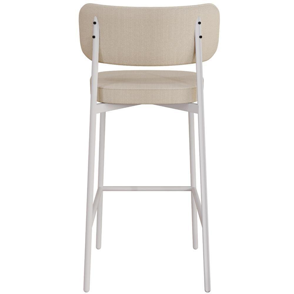Kit 02 Banquetas Alta Bar Cozinha Sala De Jantar Aço Branco Kaira C01 Linho Areia - Lyam Decor - 4