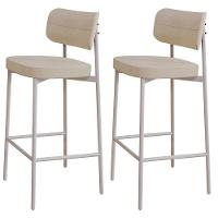 Kit 02 Banquetas Alta Bar Cozinha Sala De Jantar Aço Branco Kaira C01 Linho Areia - Lyam Decor - 1