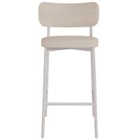 Kit 02 Banquetas Alta Bar Cozinha Sala De Jantar Aço Branco Kaira C01 Linho Areia - Lyam Decor - 2