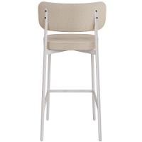 Kit 02 Banquetas Alta Bar Cozinha Sala De Jantar Aço Branco Kaira C01 Linho Areia - Lyam Decor