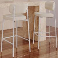 Kit 02 Banquetas Alta Bar Cozinha Sala De Jantar Aço Branco Kaira C01 Linho Areia - Lyam Decor - 6