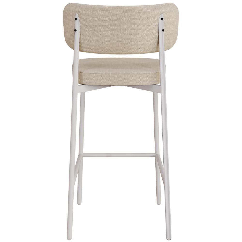 Kit 02 Banquetas Alta Bar Cozinha Sala De Jantar Aço Branco Kaira C01 Linho Areia Courino Café - Lyam Decor - 2