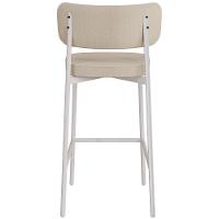 Kit 02 Banquetas Alta Bar Cozinha Sala De Jantar Aço Branco Kaira C01 Linho Areia Courino Café - Lyam Decor - 2