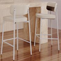 Kit 02 Banquetas Alta Bar Cozinha Sala De Jantar Aço Branco Kaira C01 Linho Areia Courino Café - Lyam Decor - 6