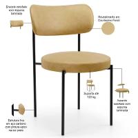 Cadeira Decorativa Estofada Para Sala De Jantar Louise L02 Couríssimo Fendi - Lyam Decor - 8