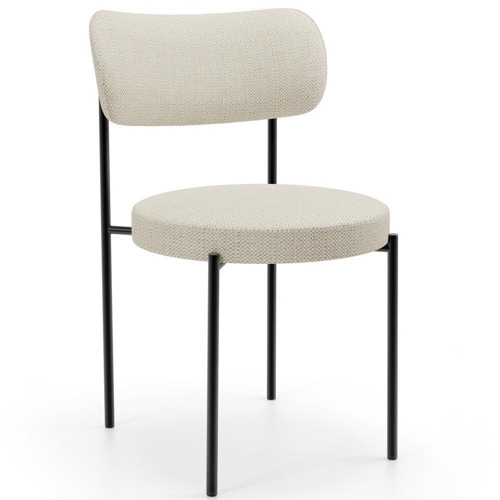 Cadeira Decorativa Estofada Para Sala De Jantar Louise L02 Linho Champagne - Lyam Decor - 1