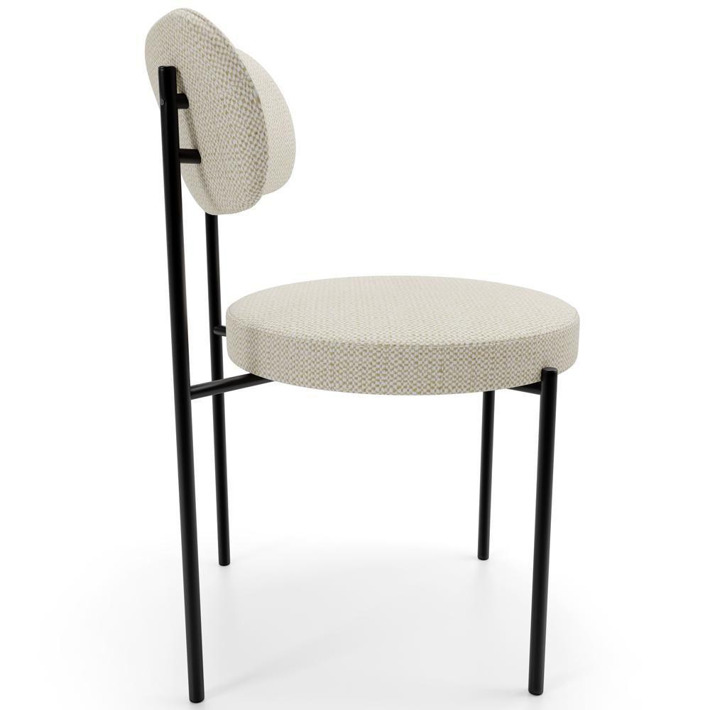 Cadeira Decorativa Estofada Para Sala De Jantar Louise L02 Linho Champagne - Lyam Decor - 2