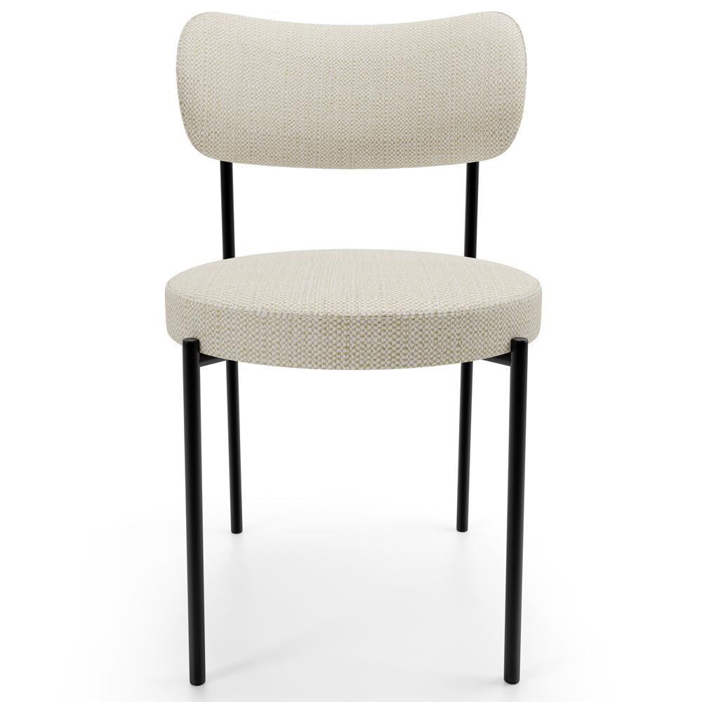 Cadeira Decorativa Estofada Para Sala De Jantar Louise L02 Linho Champagne - Lyam Decor - 5