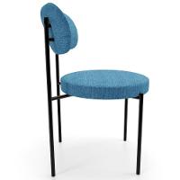 Cadeira Decorativa Estofada Para Sala De Jantar Louise L02 Linho Azul - Lyam Decor - 3