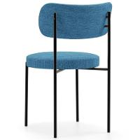 Cadeira Decorativa Estofada Para Sala De Jantar Louise L02 Linho Azul - Lyam Decor - 5