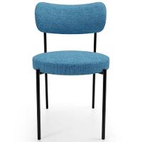 Cadeira Decorativa Estofada Para Sala De Jantar Louise L02 Linho Azul - Lyam Decor - 6