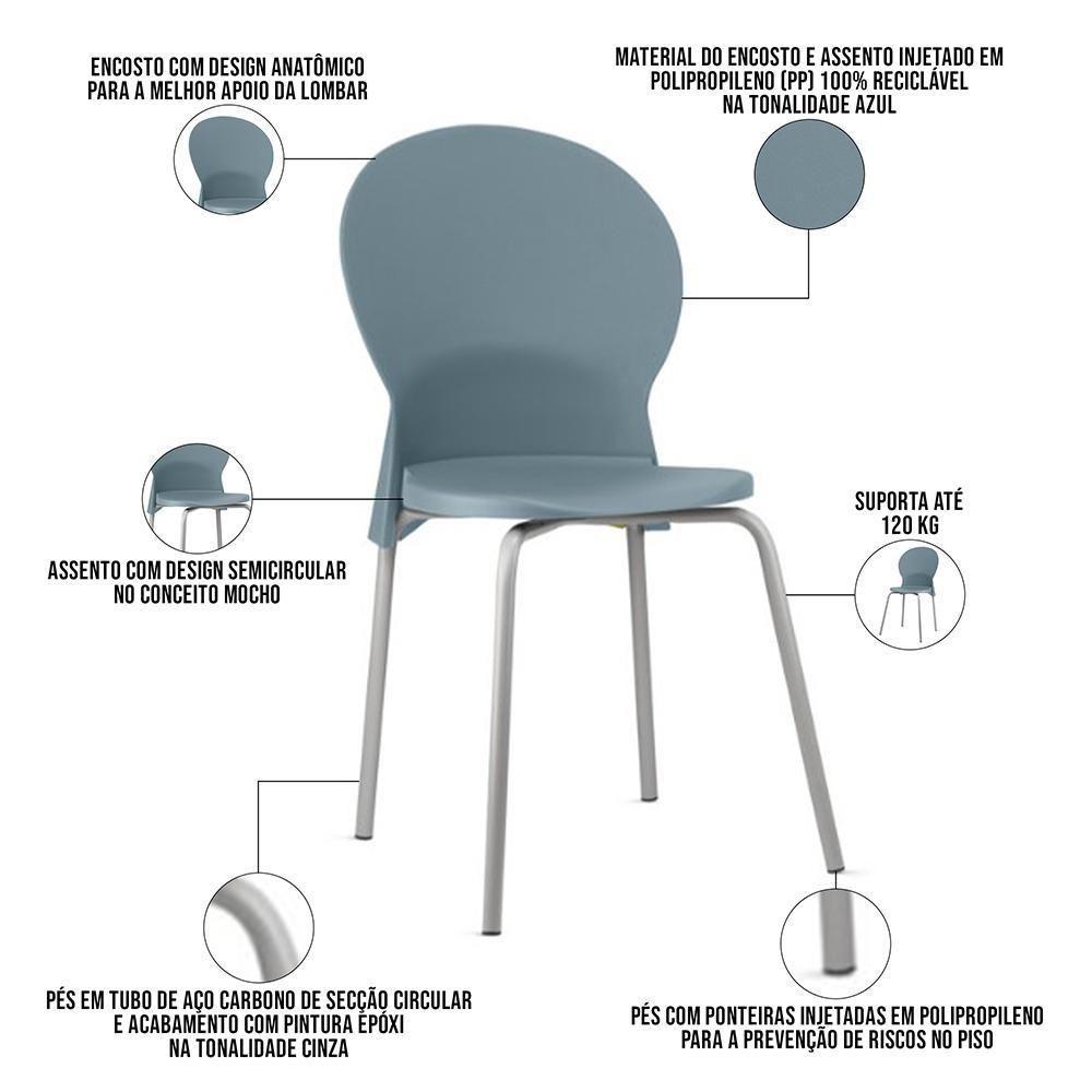 Cadeira Para Sala De Jantar Cozinha Mond F02 Base Aço Branco Azul - Lyam Decor - 2