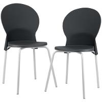 Kit 02 Cadeiras Para Sala De Jantar Cozinha Mond F02 Base Aço Branco Preto - Lyam Decor - 1