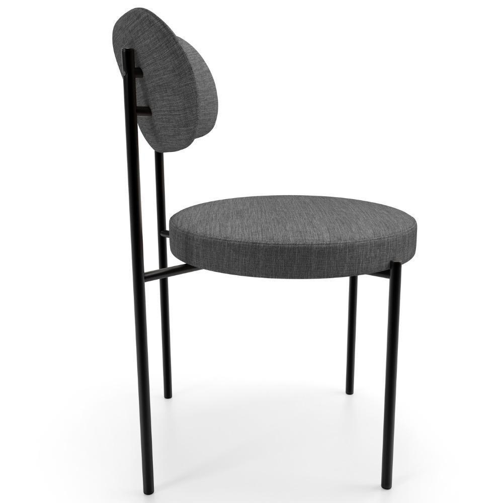 Kit 06 Cadeiras Estofadas Para Sala De Jantar Louise L02 Linho Cinza Escuro - Lyam Decor - 5