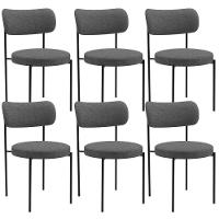 Kit 06 Cadeiras Estofadas Para Sala De Jantar Louise L02 Linho Cinza Escuro - Lyam Decor - 1