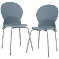 Kit 02 Cadeiras Para Sala De Jantar Cozinha Mond F02 Base Aço Branco Azul - Lyam Decor - 1