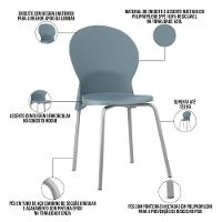 Kit 02 Cadeiras Para Sala De Jantar Cozinha Mond F02 Base Aço Branco Azul - Lyam Decor - 3