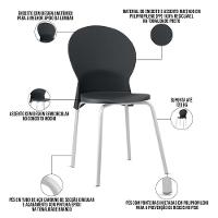 Cadeira Para Sala De Jantar Cozinha Mond F02 Base Aço Branco Preto - Lyam Decor - 3