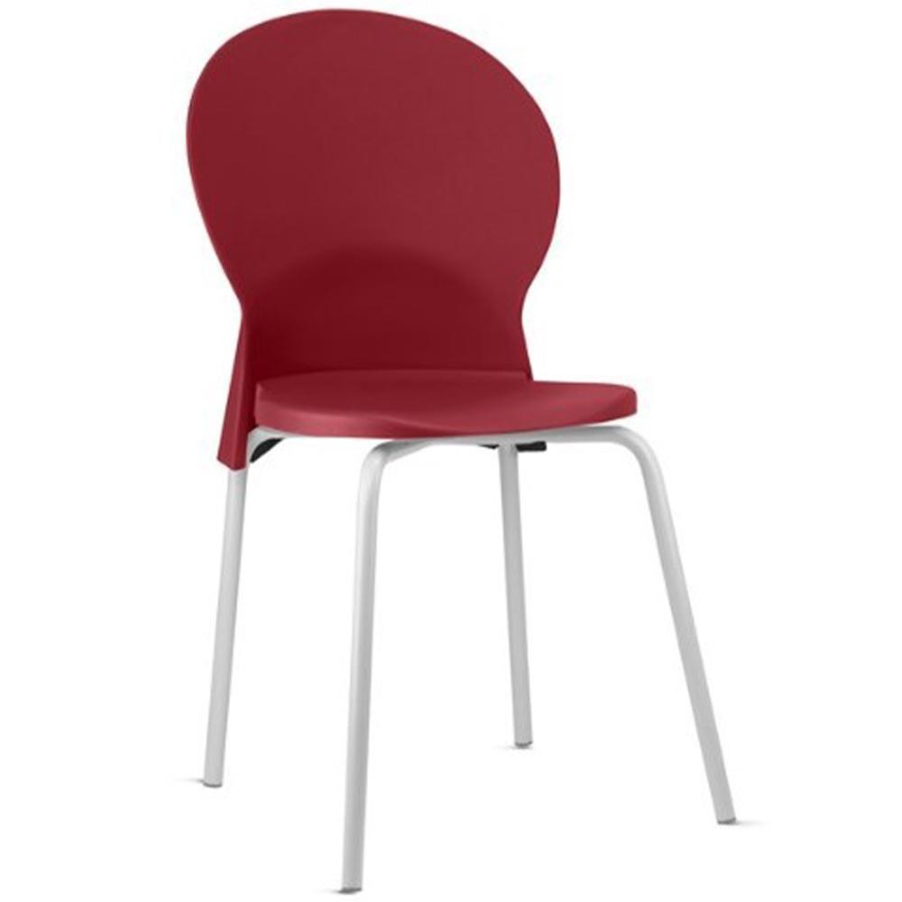 Cadeira Para Sala De Jantar Cozinha Mond F02 Base Aço Branco Vermelho - Lyam Decor - 1