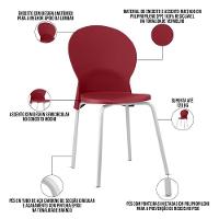Cadeira Para Sala De Jantar Cozinha Mond F02 Base Aço Branco Vermelho - Lyam Decor - 3