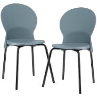 Kit 02 Cadeiras Para Sala De Jantar Cozinha Mond F02 Base Aço Preto Azul - Lyam Decor - 1