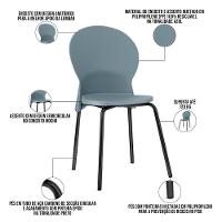 Kit 02 Cadeiras Para Sala De Jantar Cozinha Mond F02 Base Aço Preto Azul - Lyam Decor - 3