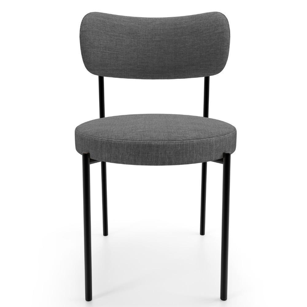 Kit 04 Cadeiras Estofadas Para Sala De Jantar Louise L02 Linho Cinza Escuro - Lyam Decor - 2
