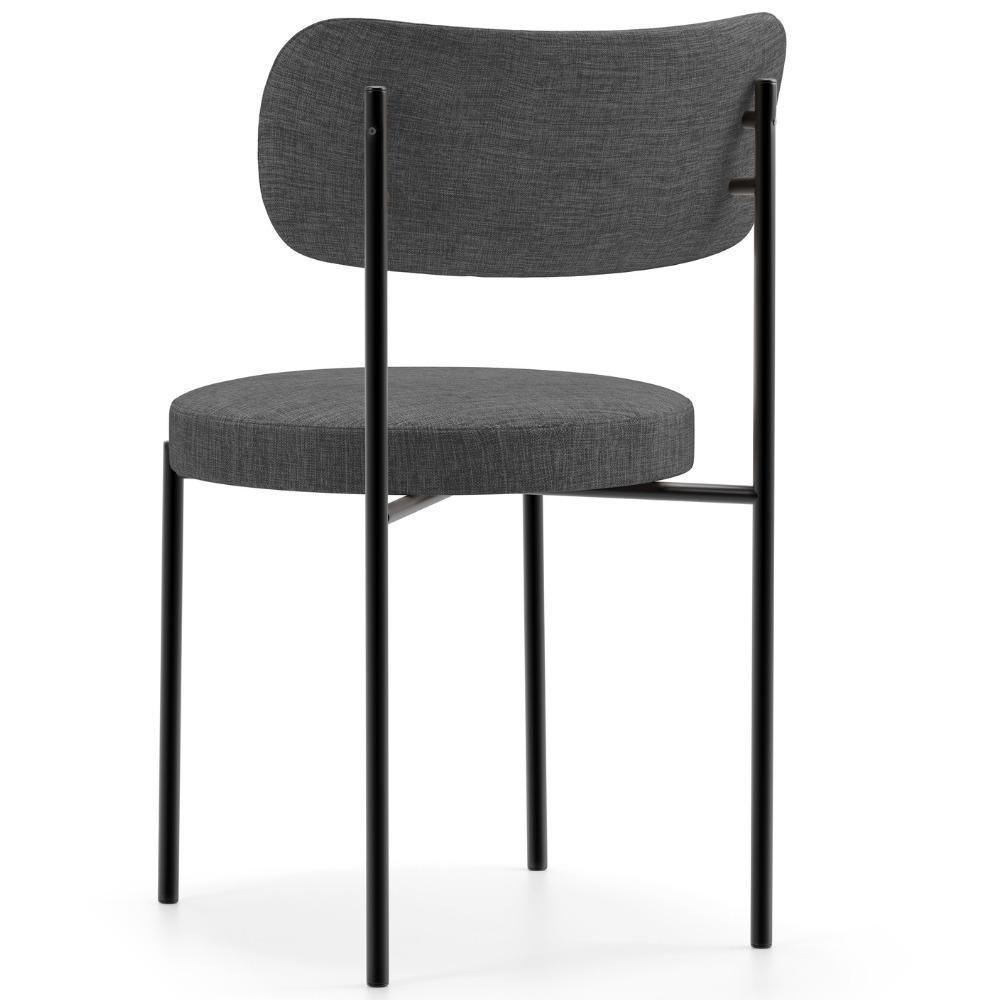 Kit 04 Cadeiras Estofadas Para Sala De Jantar Louise L02 Linho Cinza Escuro - Lyam Decor - 3
